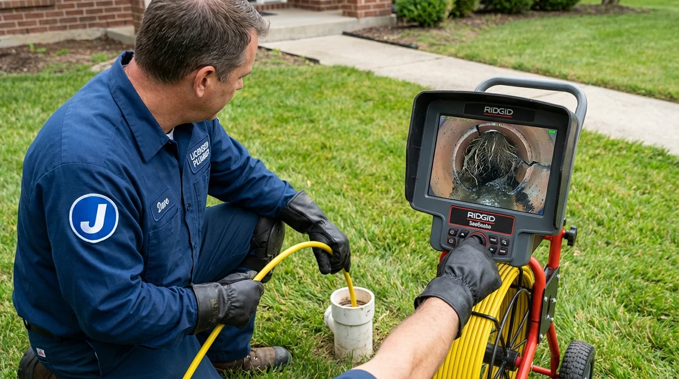 Sewer camera inspection being performed by Johns Plumbing LLC in Bicknell